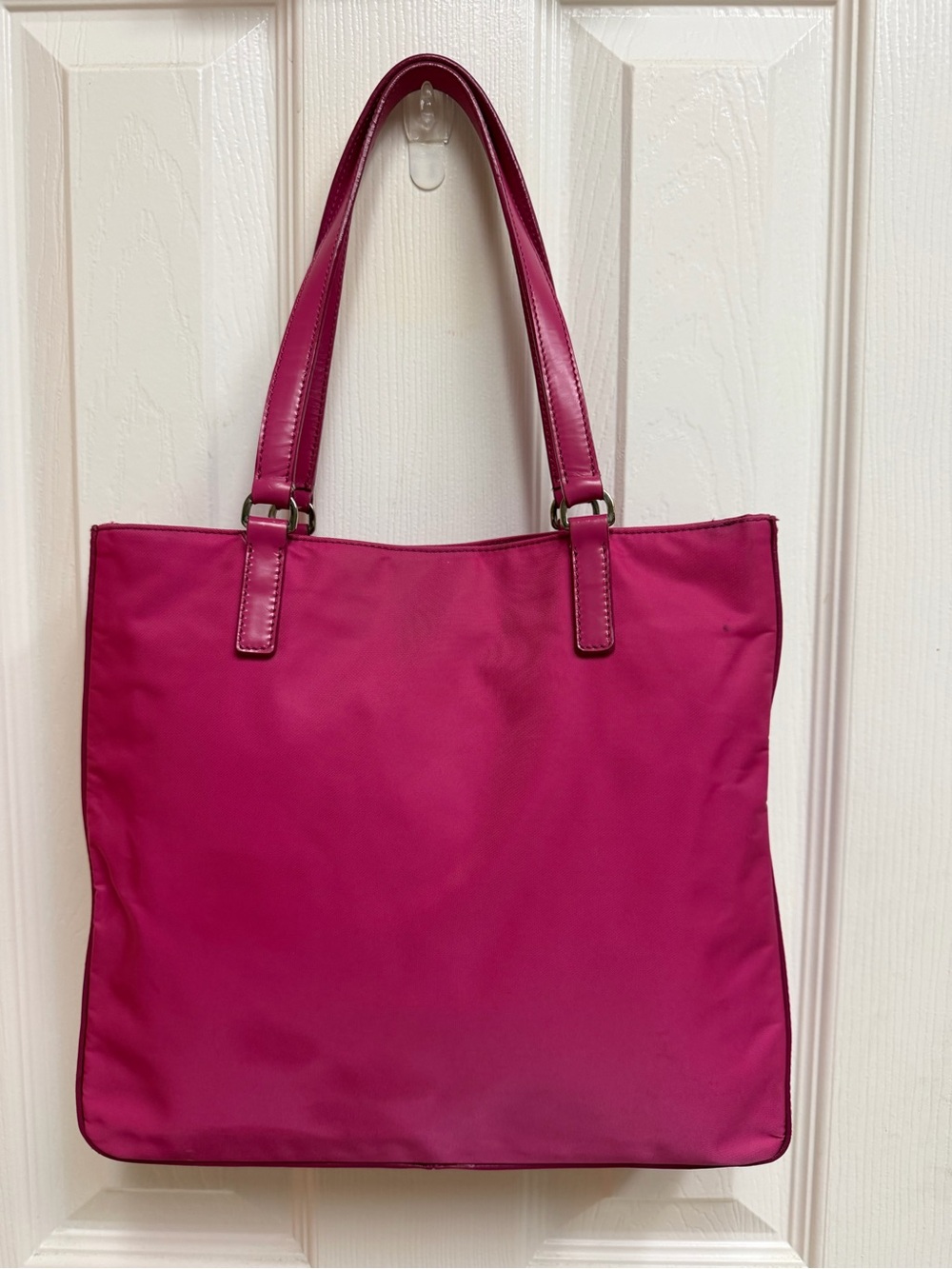 Prada Magenta Nylon Tote with Leather Handles - Picture 2 of 15